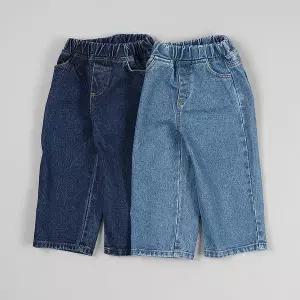 [모데쯔]주니어 아동 봄 시그니처 와이드 청바지 등교 등원 유치원 초등학생 데일리