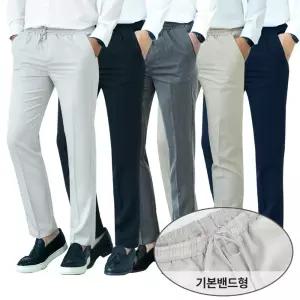 남자 링클프리 스판 빅사이즈 9부10부 기본밴딩슬랙스