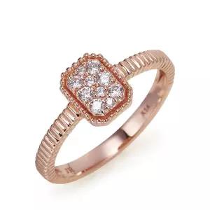 14K 반지 레이어드 우정 링 스퀘어 라인