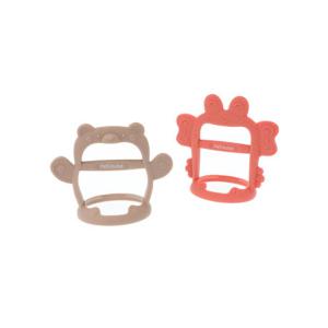 쁘띠누베 실리콘 손목 치발기 2개입, (곰-코지베이지, 꽃게-베이비코랄), 1개