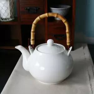 백자 대나무고리손잡이 도자기 주전자 600ml
