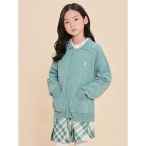 [BEANPOLE KIDS] 셔틀랜드 울 혼방 칼라 집업 카디건  그린 (BI495AU01M)