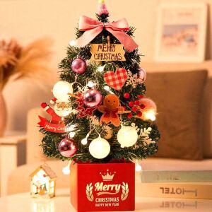크리스마스트리 60cm 트리+장식+전구 패키지 풀세트 핑크 골드 미니트리 인테리어 소품