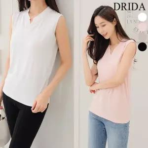 [엄마옷드리다] 여자 여름 트임 레이온 면 빅사이즈 스판 민소매 나시 티셔츠 40 50대 미시 중.._P36746...