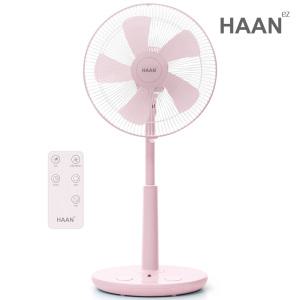 한경희 리모컨형 편리한 발터치 초미세풍 청정바람 5엽 선풍기 라이트핑크 35cm