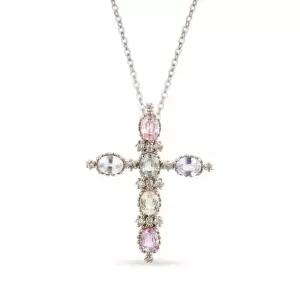 14k 파스텔 천연 사파이어 십자가 펜던트