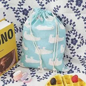 린넨 파우치 파란곰 대 여행 정리백 여행용 세면-WECB339