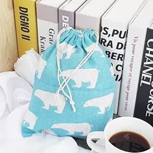 린넨 파우치 파란곰 중 여행 파우치 정리백 세면-WECB338