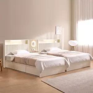 잉글랜더 덴버 전체 도장 호텔 LED 수납 침대 트윈 수납 침대+협탁1EA 매트제외-SS+SS