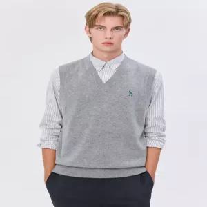 헤지스 남성 24FW [반값세일][스테디셀러] 그레이 단색 울캐시미어혼방 베스트 WHSW4D402G2