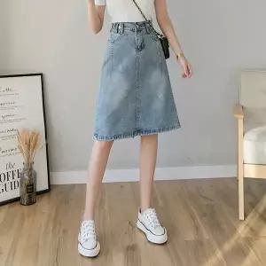 KARRA 캔톤더블버튼미디데님스커트_A5S0699
