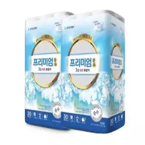 [한국펄프]프리미엄 순수 30m 3겹 30롤 2개 총 60롤