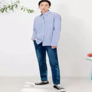 믿고사는잡화점 남자빅사이즈 스판슬림일자 중청청바지 빅사이즈청바지