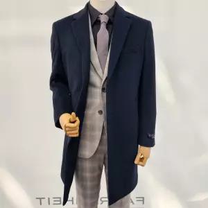 [파렌하이트]캐시미어 체스터 체크 모직코트 다크그린