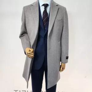 캐시미어 체스터 체크 모직코트 베이지멜란지