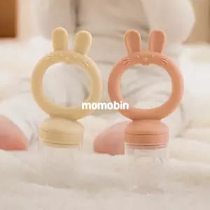 모모빈 국내산 실리콘 토끼 손잡이 과즙망 치발기 유아 과일망 실리콘망