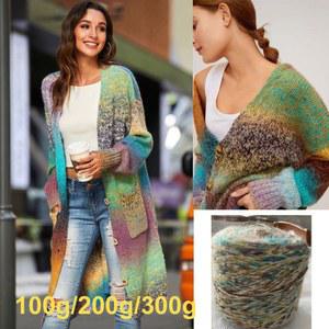 뜨게 플러시 울 모헤어 원사, 레인보우 컬러 핸드 라나 크로셰 실, 스웨터 스카프용, 100g, 200, 300, 공 무료 배송