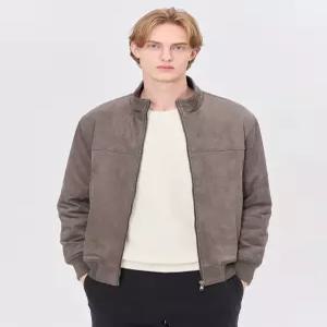 헤지스 남성 24FW [반값세일][스테디셀러] 그레이 절개 장식 스웨이드 점퍼 WHJU4D678G2