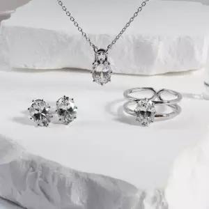 오벌 랩 다이아 세트 귀걸이 목걸이 반지 IGI 팬시컷 8프롱 결혼 기념일 선물 예물 웨딩