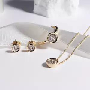 랩 다이아 세트 귀걸이 목걸이 반지 일루젼 베젤 레이어드 결혼 기념일 선물 예물 웨딩