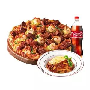 도미노피자 LA 치즈폴레 갈비 스테이크 (L) + 뉴치볼 + 콜라 1.25L