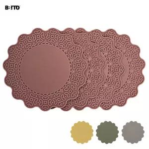 비비또 BKF1561 레이스 실리콘 컵받침 4P/커피/받침대/컵받침대/받침/티코스터/컵코스터/다용도/차받침