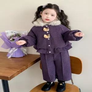 여아 겨울 패션 플 안감 투피스 바지 세트