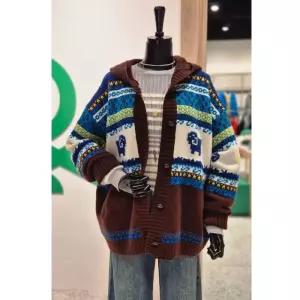 [백화점정품] 26년NEW 베네통 양 자카드 후드가디건(BAKC54461)