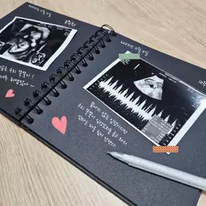 펜슬 포함 임신선물 임산부 친구 엄마 태교일기장 초음파일기장 다이어리 앨범 포토북 산모수첩