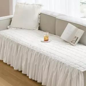 예쁜 프릴 쇼파 커버 주름 스커트 소파 덮개 누빔 쇼파 패드 푹신한 마이크로 사계절 롱 프릴 쇼파 패드 거