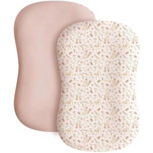 Konsy 2팩 베이비 라운지 커버, 신축성 있고 부드러운 신생아 남아용 유아 슬립 커버만 (핑크 스프링, 핑크)