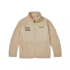 험머 H2 남성 그래픽 로고 보아 플리스 본딩 집업 자켓 베이지