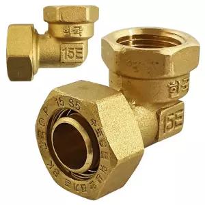 황동 이음 쇠 속엘보 W-6854 15A 엑셀파이프 연결 양방향 XL호스 수도