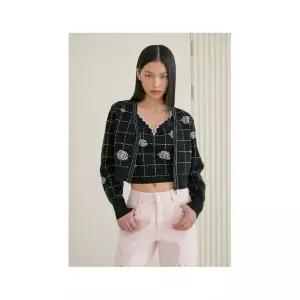 [에고이스트]플라워 체크 자카드 집업 가디건 ER1KG160 595831