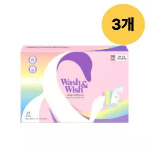 워시앤위시 이염 방지 시트 흰옷 빨래 25매입 3개 BNS