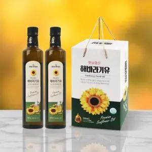 지중해 햇살담은 해바라기씨유 (500mlx2P) 유리병 선물세트