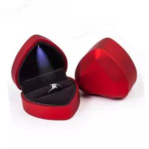 LED 조명 하트 반지케이스 프로포즈 결혼반지 보관함 레드 벨벳 내장재