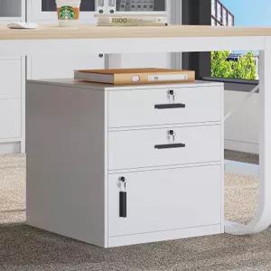 잠금 장치 서랍장 3단 캐비닛 책상밑 화이트 철제 사무실 사물함 캐비넷 2단 4단 서랍