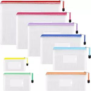 EOOUT 8개 메쉬 지퍼 파우치 - 8가지 크기 방수 지퍼백 여행용 플라스틱 색상 사무용품