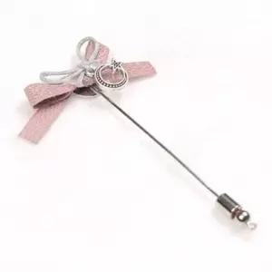 더문 핑크 리본 부토니에 장미핀 혼주용 웨딩 꽃핀 정장핀 예복핀 꽃소품