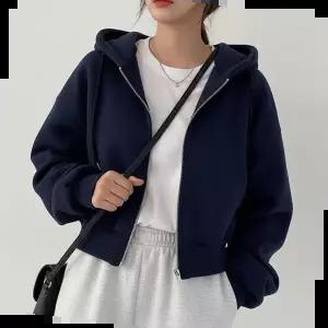 여자 데일리 외출 캐주얼 스타일 따뜻한 기모 안감 후드 집업
