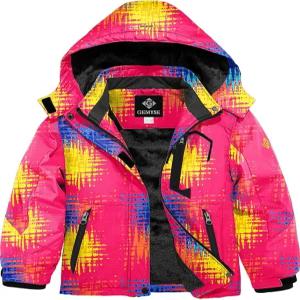 GEMYSE 소녀용 방수 스키 스노우 재킷 플리스 방풍 겨울 후드 포함