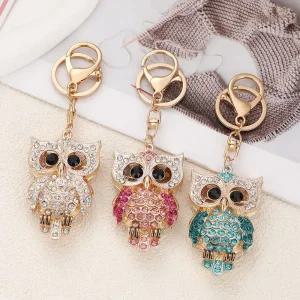 큐빅 부엉이 열쇠고리 행운 기원 가방장식 소원 고리 액세서리