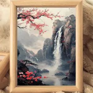 폭포그림 액자 풍수지리 개업 산수화 동양화 풍경 식당