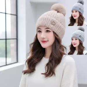 여성용 겨울용 니트 방한 비니 모자 두툼 기모 캡 털모자