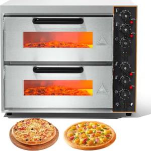 ZXMT 상용 피자 오븐 이중층 전기 16인치 스톤 다용도 토스터 베이크 브로일러 40L 용량 레스토랑 가정용