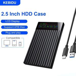 HDD 케이스 2.5'' SATA to USB 3.1 하드 드라이브 인클로저 SSD 디스크 박스 LCD 디스플레이 6TB 저장 노트