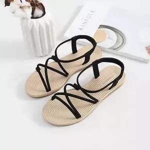 발등 교차 스트랩 여자 플랫 여성 샌들 웨지힐 2257846 J