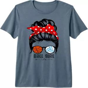 볼걸 라이프 재미있는 농구 배구 걸 프리미엄 트라이 블렌드 티셔츠