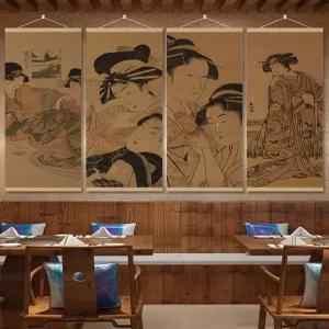 동양화 벽화 이자카야 인테리어 배경 벽장식 레스토랑